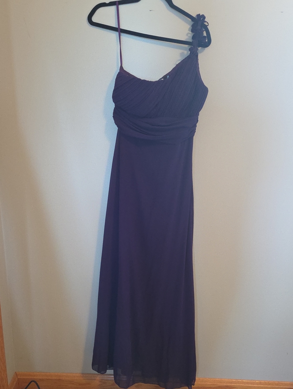 Ever Pretty One-Shoulder Chiffon Gown in Deep Plum